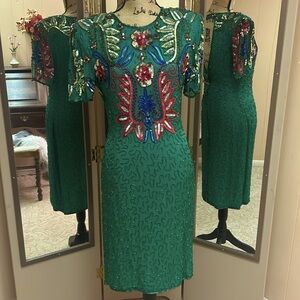 Swee Lo size medium vintage silk and beaded dress.